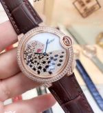 Ballon Bleu Cartier Quartz Watches - Diamond Leopard Brown Bracelet